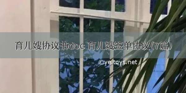 育儿嫂协议书doc 育儿嫂签单协议(7篇)