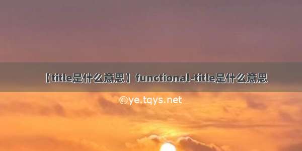 【title是什么意思】functional-title是什么意思