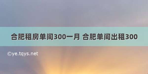 合肥租房单间300一月 合肥单间出租300