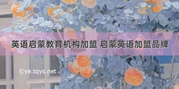 英语启蒙教育机构加盟 启蒙英语加盟品牌