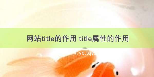 网站title的作用 title属性的作用