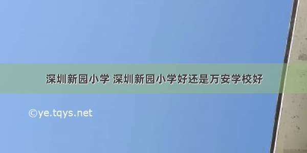 深圳新园小学 深圳新园小学好还是万安学校好