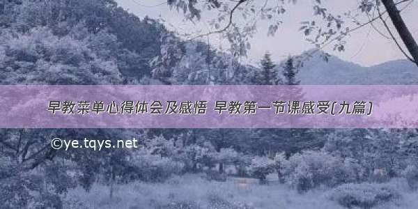 早教菜单心得体会及感悟 早教第一节课感受(九篇)