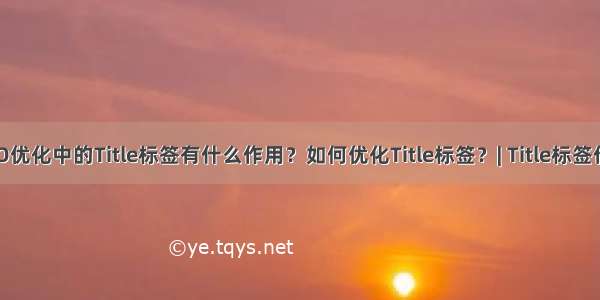 SEO优化中的Title标签有什么作用？如何优化Title标签？| Title标签作用