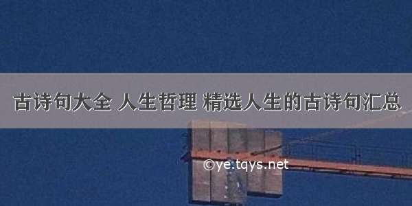 古诗句大全 人生哲理 精选人生的古诗句汇总