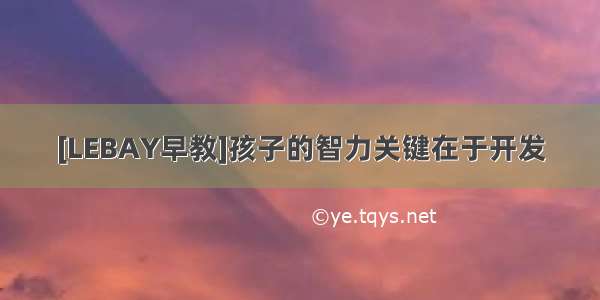 [LEBAY早教]孩子的智力关键在于开发