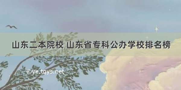 山东二本院校 山东省专科公办学校排名榜