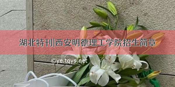 湖北特刊|西安明德理工学院招生简章