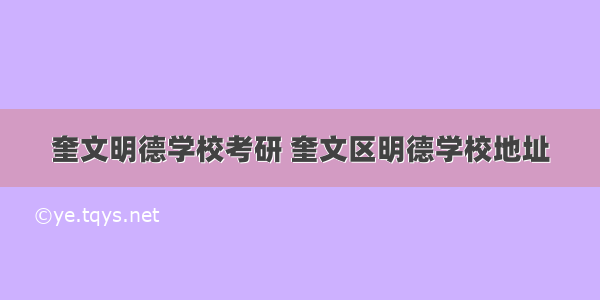 奎文明德学校考研 奎文区明德学校地址