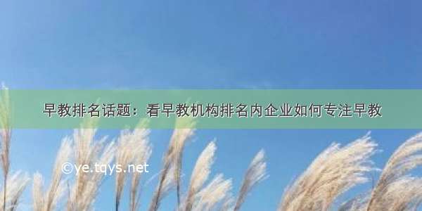 早教排名话题：看早教机构排名内企业如何专注早教