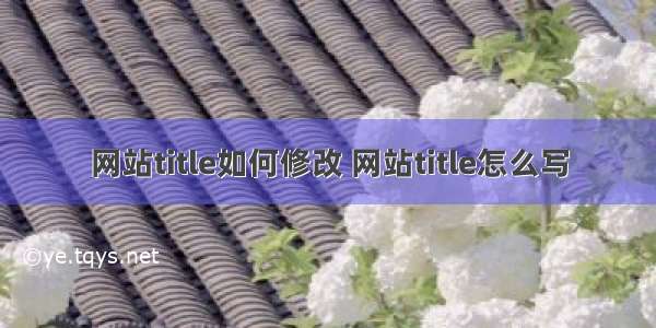 网站title如何修改 网站title怎么写