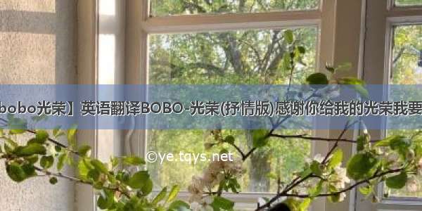 【bobo光荣】英语翻译BOBO-光荣(抒情版)感谢你给我的光荣我要对...