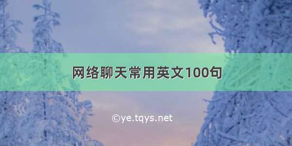 网络聊天常用英文100句