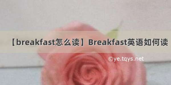 【breakfast怎么读】Breakfast英语如何读