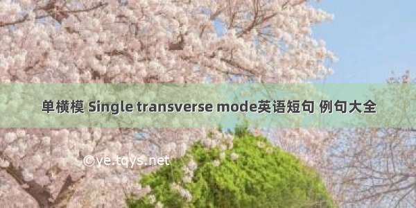 单横模 Single transverse mode英语短句 例句大全