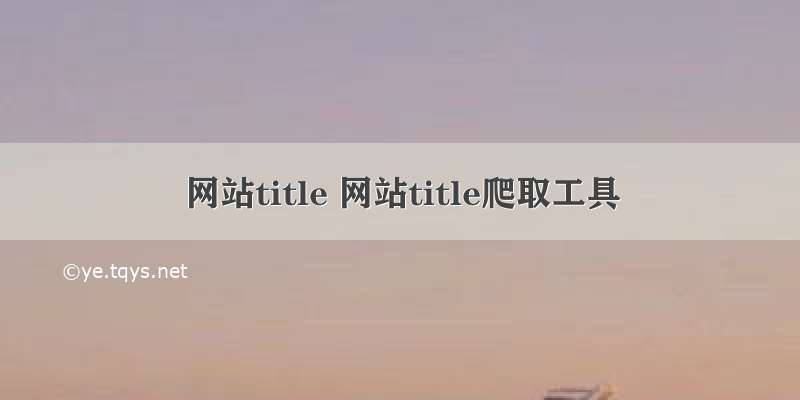 网站title 网站title爬取工具