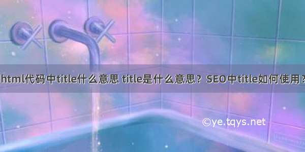 html代码中title什么意思 title是什么意思？SEO中title如何使用？