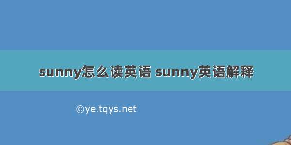 sunny怎么读英语 sunny英语解释