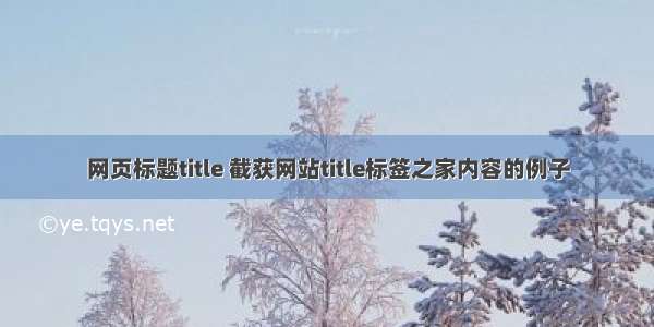 网页标题title 截获网站title标签之家内容的例子