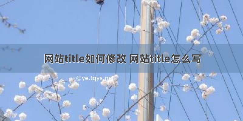 网站title如何修改 网站title怎么写