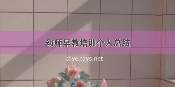 幼师早教培训个人总结