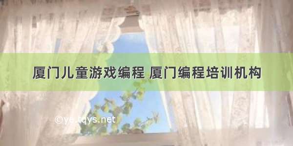 厦门儿童游戏编程 厦门编程培训机构