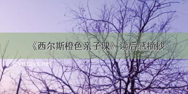 《西尔斯橙色亲子课》读后感摘抄