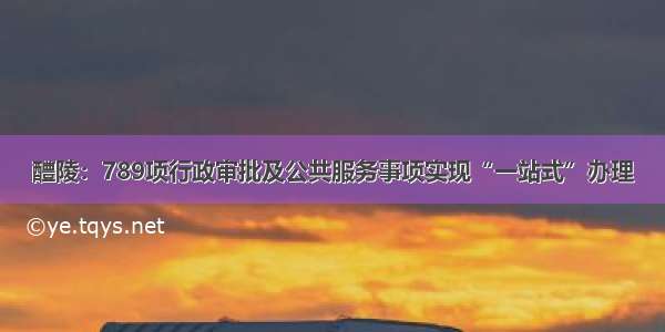 醴陵：789项行政审批及公共服务事项实现“一站式”办理