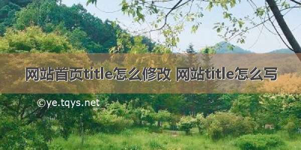 网站首页title怎么修改 网站title怎么写