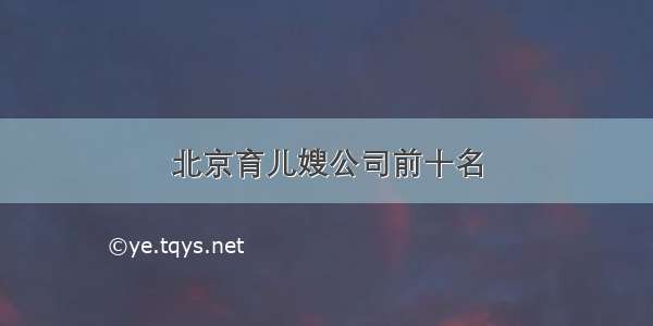 北京育儿嫂公司前十名