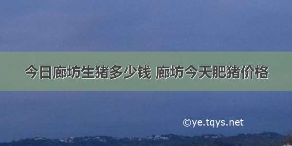 今日廊坊生猪多少钱 廊坊今天肥猪价格