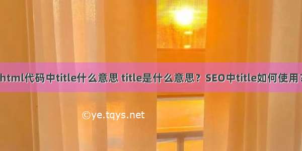 html代码中title什么意思 title是什么意思？SEO中title如何使用？