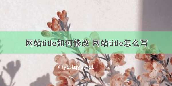 网站title如何修改 网站title怎么写