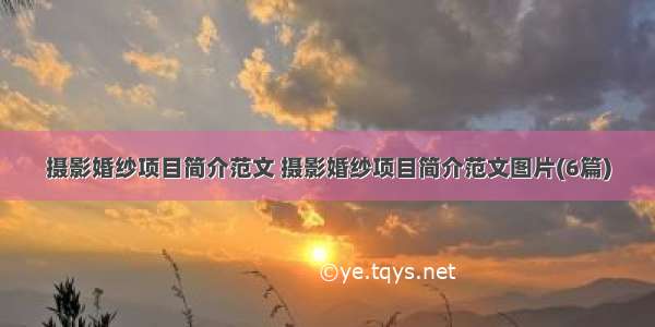 摄影婚纱项目简介范文 摄影婚纱项目简介范文图片(6篇)