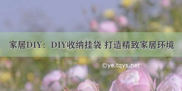 家居DIY：DIY收纳挂袋 打造精致家居环境