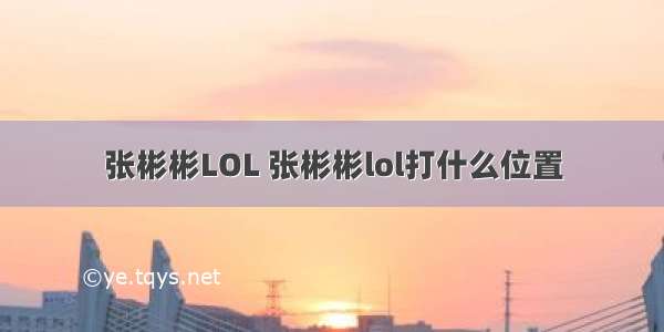 张彬彬LOL 张彬彬lol打什么位置