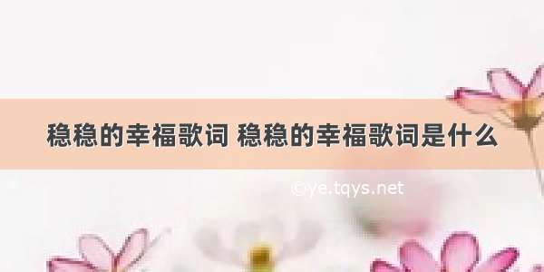 稳稳的幸福歌词 稳稳的幸福歌词是什么