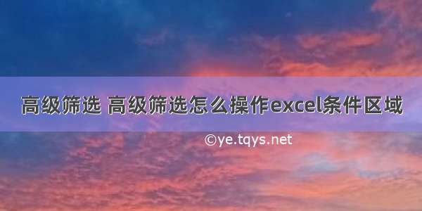 高级筛选 高级筛选怎么操作excel条件区域