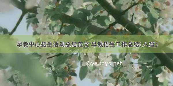 早教中心招生活动总结范文 早教招生工作总结(八篇)