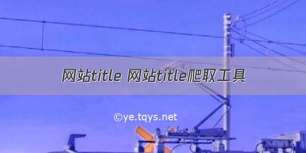 网站title 网站title爬取工具