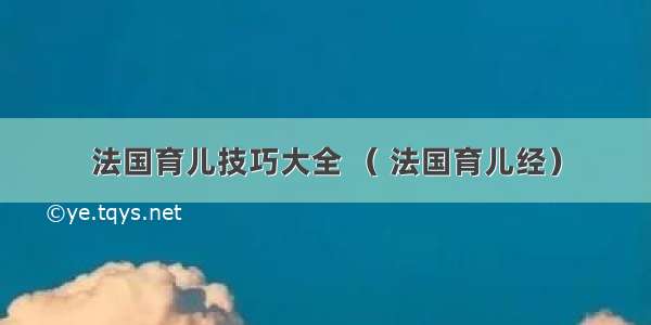 法国育儿技巧大全 （ 法国育儿经）