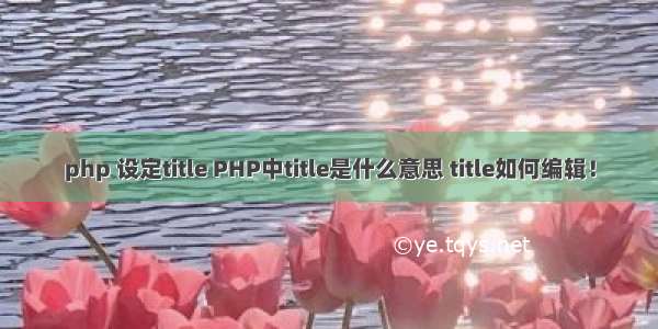 php 设定title PHP中title是什么意思 title如何编辑！