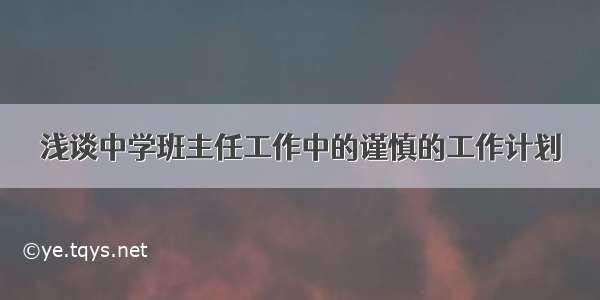 浅谈中学班主任工作中的谨慎的工作计划