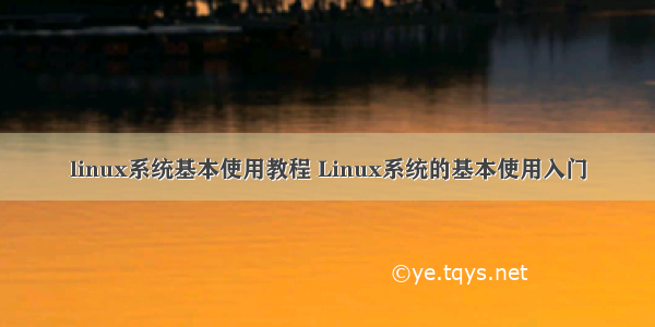 linux系统基本使用教程 Linux系统的基本使用入门