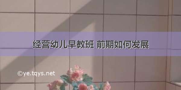 经营幼儿早教班 前期如何发展