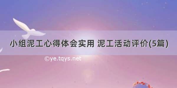 小组泥工心得体会实用 泥工活动评价(5篇)