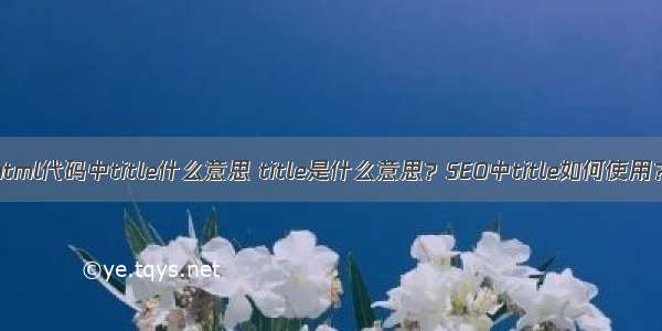 html代码中title什么意思 title是什么意思？SEO中title如何使用？