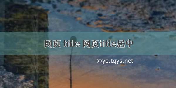 网页 title 网页title居中