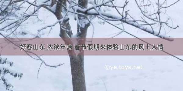 好客山东 浓浓年味 春节假期来体验山东的风土人情