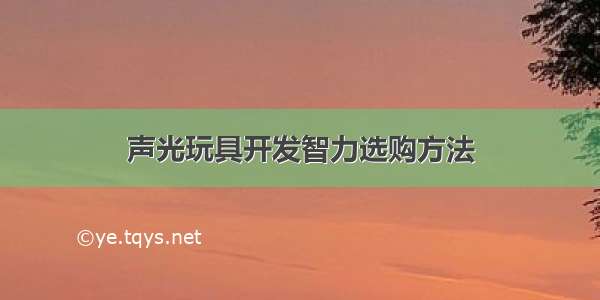 声光玩具开发智力选购方法